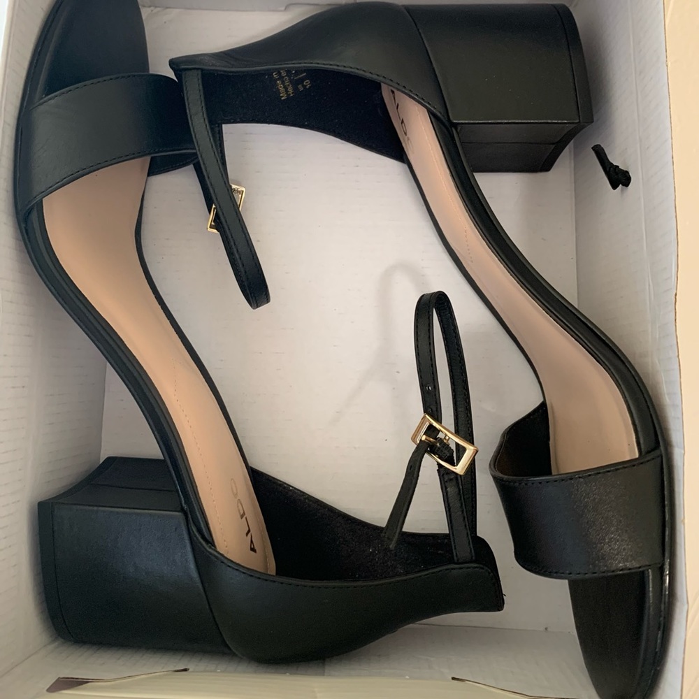 Aldo shoes. Women blocked heels strapped. Used only once. Black color. Size 10.